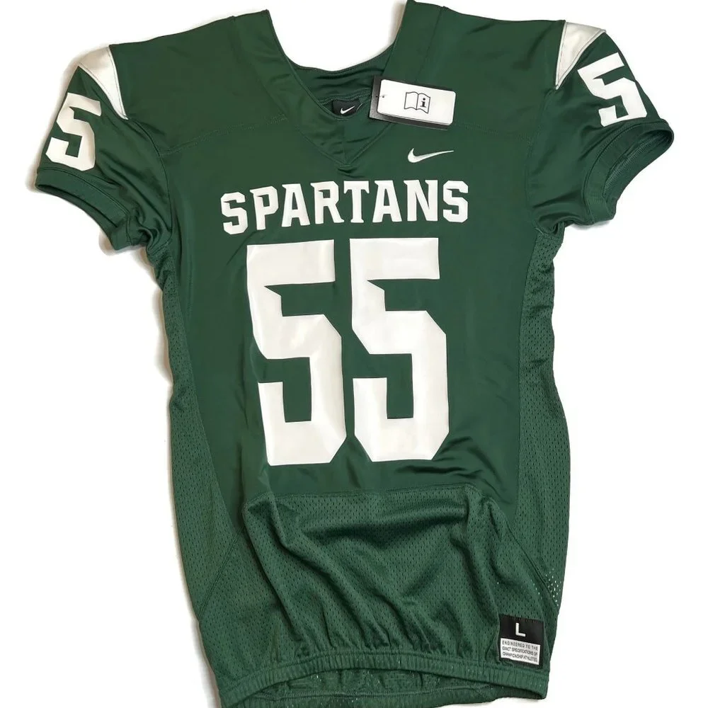 Nike Michigan State Football Jersey Men Large Spartans NWT MSU #55 Pro Cut Green